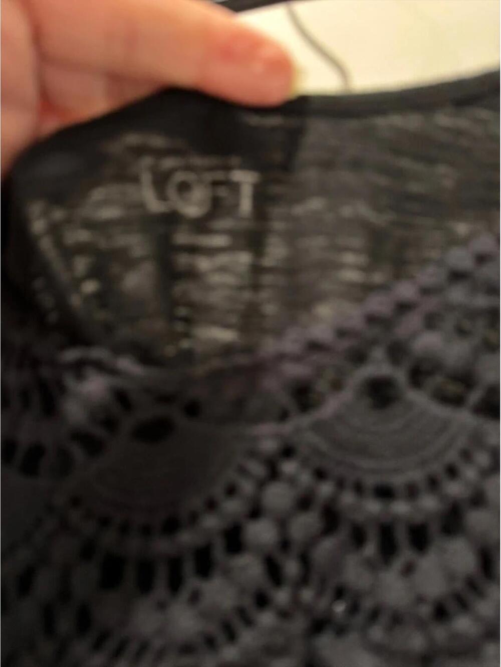 LOFT Black Sleeveless Crochet Detail Top - Picture 3 of 6
